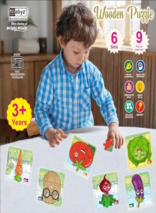 ABYZ Wooden Jigsaw Puzzle - Vegetable Playset for Fun Educational & Little Explorers, 9-Pieces & Pack of 2 Fun Games with Multicolor | Birthday Gift Kids. - Image 5